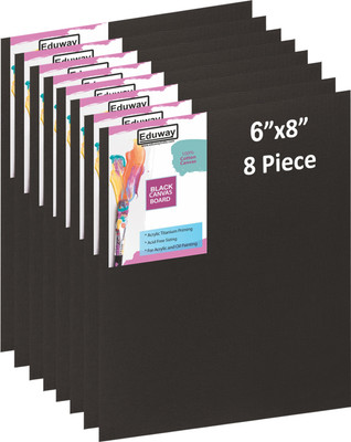 Eduway Black Canvas 6x8 Inch Pof8 Eduway Cotton Medium Grain Board Canvas (Set of 8)(Black)