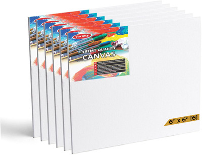 VARIETY 6 X 6 CANVAS BOARD Cotton, Cloth Medium Grain Board Canvas, Primed Canvas Board (Set of 6)(PURE WHITE, White)