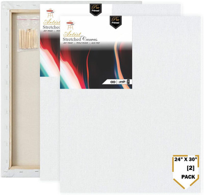 Variety Canvas 24 X 30 STRETCHED CANVAS Cotton Medium Grain Pre Stretched Canvas, Stretched Canvas Board, Primed Canvas Board, Board Canvas (Set of 2)(PURE WHITE)