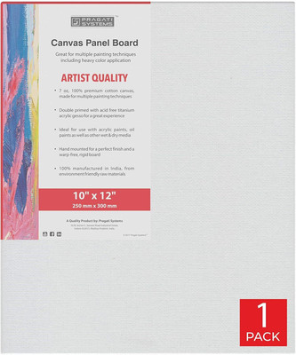 Pragati Systems Medium Grain 10x12 Inch 7 Oz. Canvas for Painting Cotton Medium Grain Pre Stretched Canvas (Set of 1)(White)