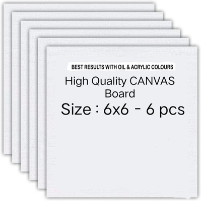 Love Store 6 x 6 inch Canvas Board Cotton Medium Grain Acrylic Primed Board (Set of 6)(White)