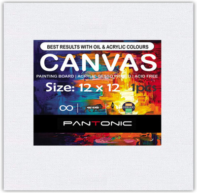 PANTONIC 12 X 12 Artist's CANVAS BOARD TRIPLE LAYER PRIMED Cotton Medium Grain Board Canvas, Primed Canvas Board (Set of 1)(White)