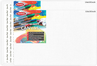 Variety Canvas VARIETY CANVAS 14X18 AND 12X18 PACK OF 2 Cotton Medium Grain Board Canvas (Set of 2)(PURE WHITE)