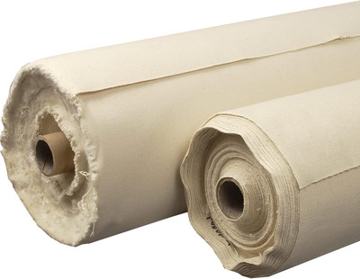 zocket 12x5 CANVAS ROLL| Cotton Medium Grain Canvas Roll (Set of 1)(White)