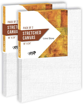 Love Store 18x24 In 100z. Primed Cotton Pre Stretched Canvas with Wooden Frame for Painting Cotton Medium Grain Stretched Canvas Board (Set of 2)(White)
