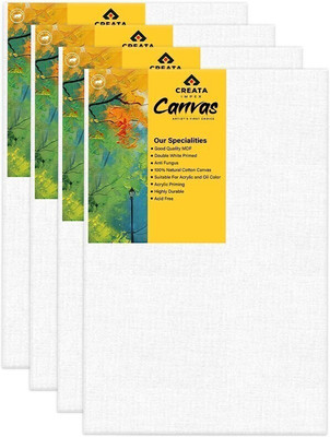 CREATA IMPEX L Cotton Medium Grain Acrylic Primed Board (Set of 4)(White)
