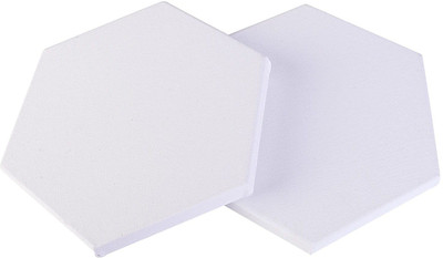 FRKB 8 Inch Hexagon Primed Cotton Pre Stretched Canvas with Wooden Frame White 2pc Cotton Medium Grain Pre Stretched Canvas (Set of 2)(White)