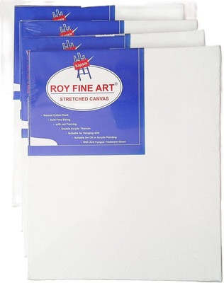 FRKB 18 x 24 inch Pre Stretched Canvas with Wooden Frame Cotton Medium Grain Pre Stretched Canvas (Set of 6)(White)