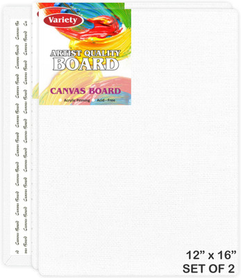 VARIETY 12 X 16 WHITE CANVAS BOARD Cotton Medium Grain Board Canvas (Set of 2)(White)