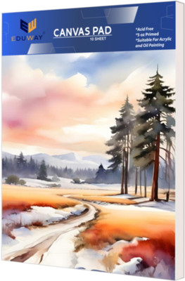 Eduway Canvas Pad 8x10 In. |For Acrylic, Oil Painting|Ideal for Professional & Beginner Cotton Acid Free Canvas Pad (Set of 1)(White)