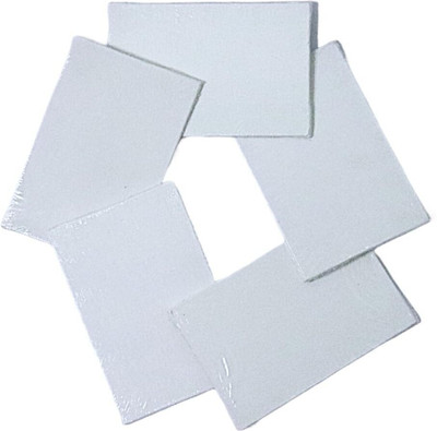 BanteyBanatey Solid Cotton Medium Grain Primed Canvas Board (Set of 5)(White)