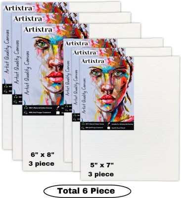 Artixtra 6X8-3 | 5X7-3 Cotton Medium Grain Board Canvas (Set of 6)(PURE WHITE)