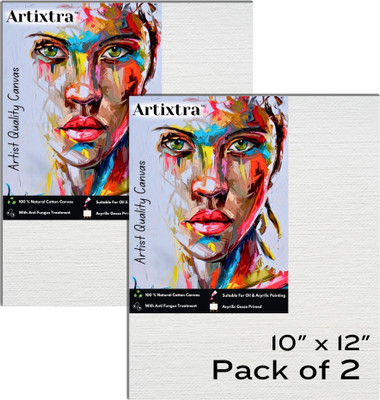 Artixtra 10X12 Cotton Medium Grain Board Canvas (Set of 2)(PURE WHITE)