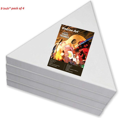Eascan Art 9 inch Cotton Medium Grain Pre Stretched Canvas (Set of 4)(White)