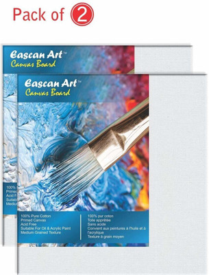 Eascan Art Medium Grain Canvas Board Cotton Medium Grain Board Canvas (Set of 2)(White)
