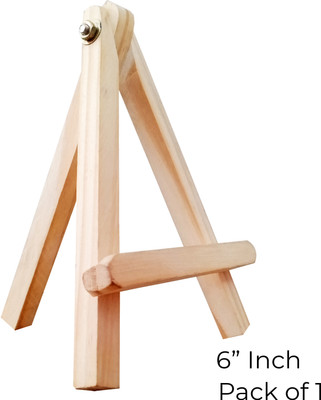 Eduway 6 Inch Mini Wooden Easel Tripod Stand for Art, Painting, Canvas, Pack of 1 Acrylic Medium Grain Board Canvas (Set of 1)(Teak)