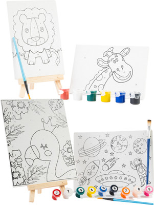 ARTIGGLE Starter + Student Canvas Painting kit, Canvas Board 4'*6' & 6*8 Cloth Acid Free Board Canvas (Set of 4)(Multicolor)