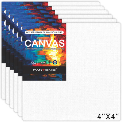PANTONIC 4 X 4 Artist's CANVAS BOARD TRIPLE LAYER PRIMED Cotton Medium Grain Board Canvas, Primed Canvas Board (Set of 6)(White)