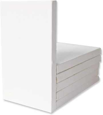 FRKB 12 x 16 inch Pre Stretched Canvas with Wooden Frame Cotton Medium Grain Pre Stretched Canvas (Set of 6)(White)