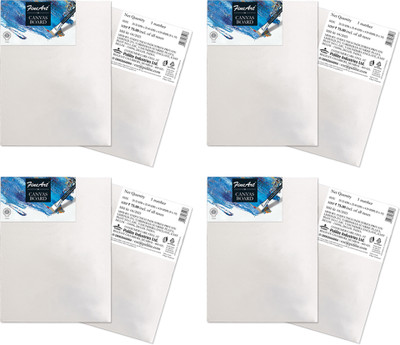 Fine Art Canvas Board 8X10, Cotton Fine Grain Stretched Canvas Board (Set of 4)(White)