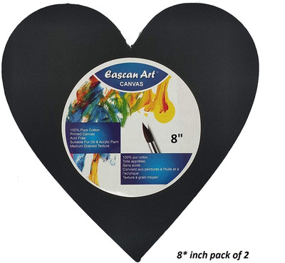 Eascan Art 8 inch Cotton Medium Grain Pre Stretched Canvas (Set of 2)(Black)