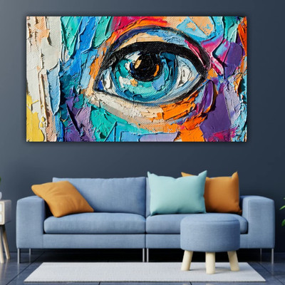 The seven colours Beautiful Eye Abstract Canvas Painting for Wall Decor Cotton Soft Touch Board Canvas (Set of 1)(Eye Abstract Canvas Painting for Living Room)