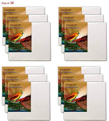 Eascan Art (6'' x 6'') Cotton Medium Grain Primed Canvas Board (Set of 12)(White)