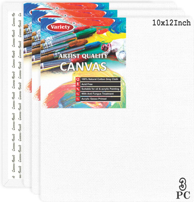 VARIETY 10 X 12 CANVAS BOARD Cotton Medium Grain Board Canvas (Set of 3)(White)