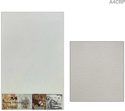 KTrading A4 Coral Canvas Milky White Drawing Texture Paper Acrylic Fine Grain Canvas Pad (Set of 25)(Milky white)