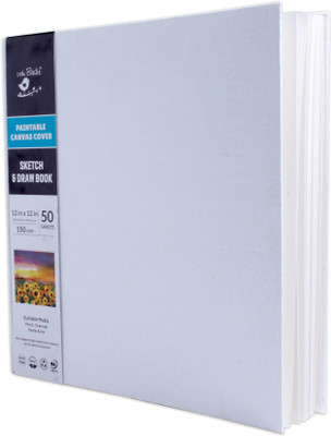 LITTLE BIRDIE Art Story Paintable Canvas Hard Bound Sketch and Drawing 150gsm 50 Plain Sheets Cotton Acid Free Canvas Pad (Set of 1)(White)