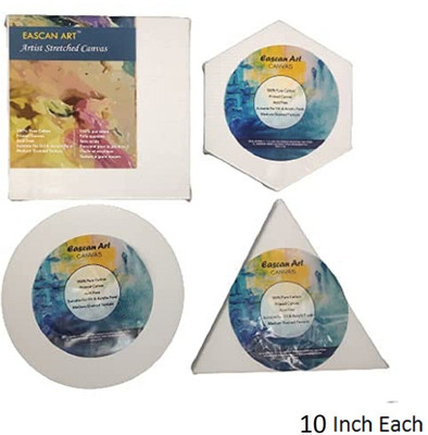 Eascan Art 10 Inch Cotton Medium Grain Pre Stretched Canvas (Set of 4)(White)