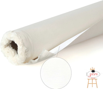 zocket 12x5 CANVAS ROLL, Cotton Medium Grain Canvas Roll (Set of 1)(White)