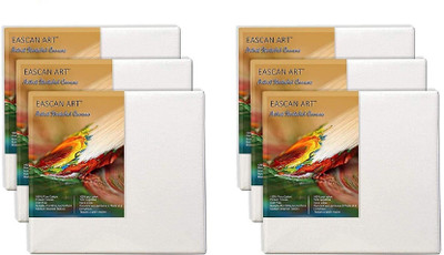 Eascan Art (6'' x 6'') Cotton Medium Grain Primed Canvas Board (Set of 6)(White)