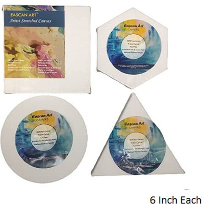 Eascan Art 6 Inch Cotton Medium Grain Pre Stretched Canvas (Set of 4)(White)