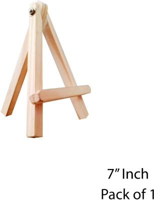 Eduway 7 Inch Mini Wooden Easel Tripod Stand for Art, Painting, Canvas. (Pack of 1) Acrylic Medium Grain Board Canvas (Set of 1)(Brown)