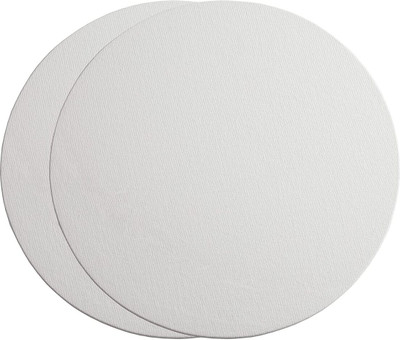 NOZOMI 12 inch Round Cotton Grain Stretched Canvas Pad (Set of 2)(White)