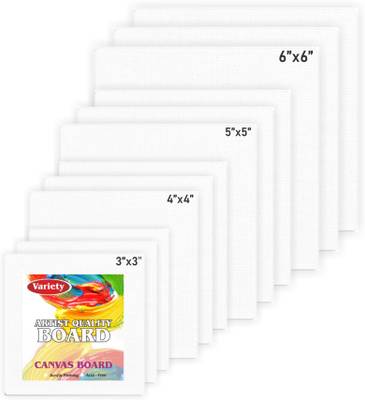 variety 6X6 5X5 4X4 3X3 BOARD CANVAS Cloth Medium Grain Board Canvas (Set of 12)  (White)