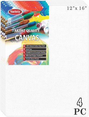 VARIETY 12 X 16 BOARD CANVAS Cotton Medium Grain Board Canvas (Set of 4)(PURE WHITE)