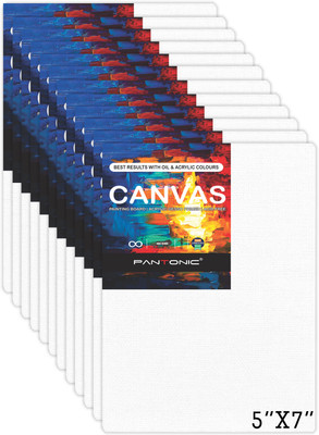 PANTONIC 5 X 7 Artist's CANVAS BOARD TRIPLE LAYER PRIMED Cotton Medium Grain Board Canvas, Primed Canvas Board (Set of 12)(White)