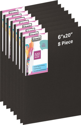 Eduway Black Canvas 6x20 Inch Pof8 Eduway Cotton Medium Grain Board Canvas (Set of 8)(Black)