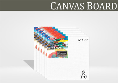 VARIETY 5 X 5 CANVAS BOARD Cloth Medium Grain Board Canvas (Set of 6)(PURE WHITE)