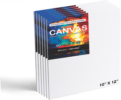PANTONIC PANTONIC 10X12 ARTIST'S CANVAS BOARD FOR PAINTING & SKETCHING 5oz Pre Primed Cotton Medium Grain Board Canvas (Set of 6)(PURE WHITE)