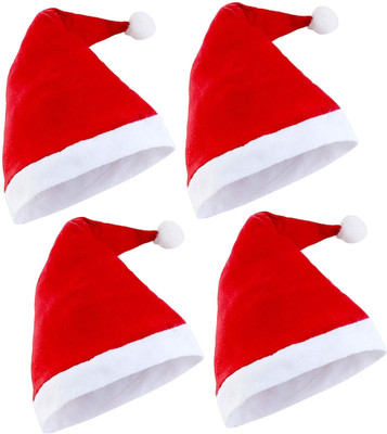 Atabz Solid Santa Cap Cap(Pack of 4)