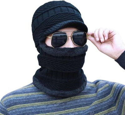 EDENSCOPE Woven, Self Design Beanie Cap(Pack of 2)