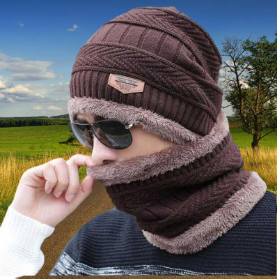 Relieco Self Design Beanie Cap(Pack of 2)