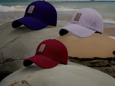 CLASSYMESSI Printed, Self Design, Solid Sports/Regular Cap Cap(Pack of 3)