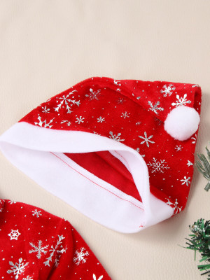 Brown Leaf Printed Santa Cap Cap(Pack of 10)