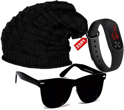 FLEXCY Beanie Cap(Pack of 3)