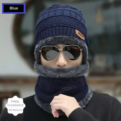 YES TAG Embroidered, Self Design, Solid Beanie Cap