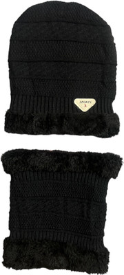 Dcmr Woven, Solid, Self Design Beanie Cap(Pack of 2)